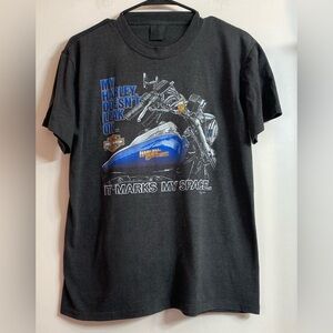 VTG 80s 3D EMBLEM Harley Davidson TShirt Sz Lrg My Harley Doesnt Leak Oil *RARE.